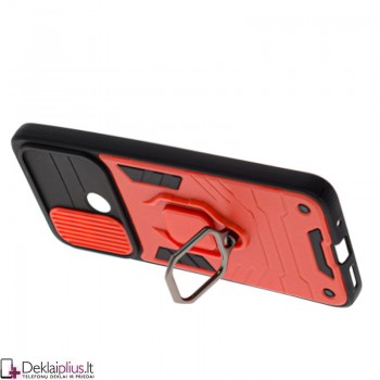 Smūgiams atsparus dėklas su uždaroma kameros apsauga - raudonas (telefonui Xiaomi Redmi 10C)